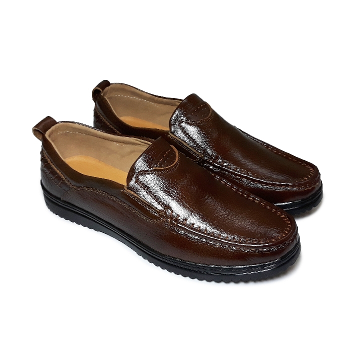 Giày nam da bò thật happyshoesvn, giày tây đi làm công sở, giày lười, giày mọi da hs20