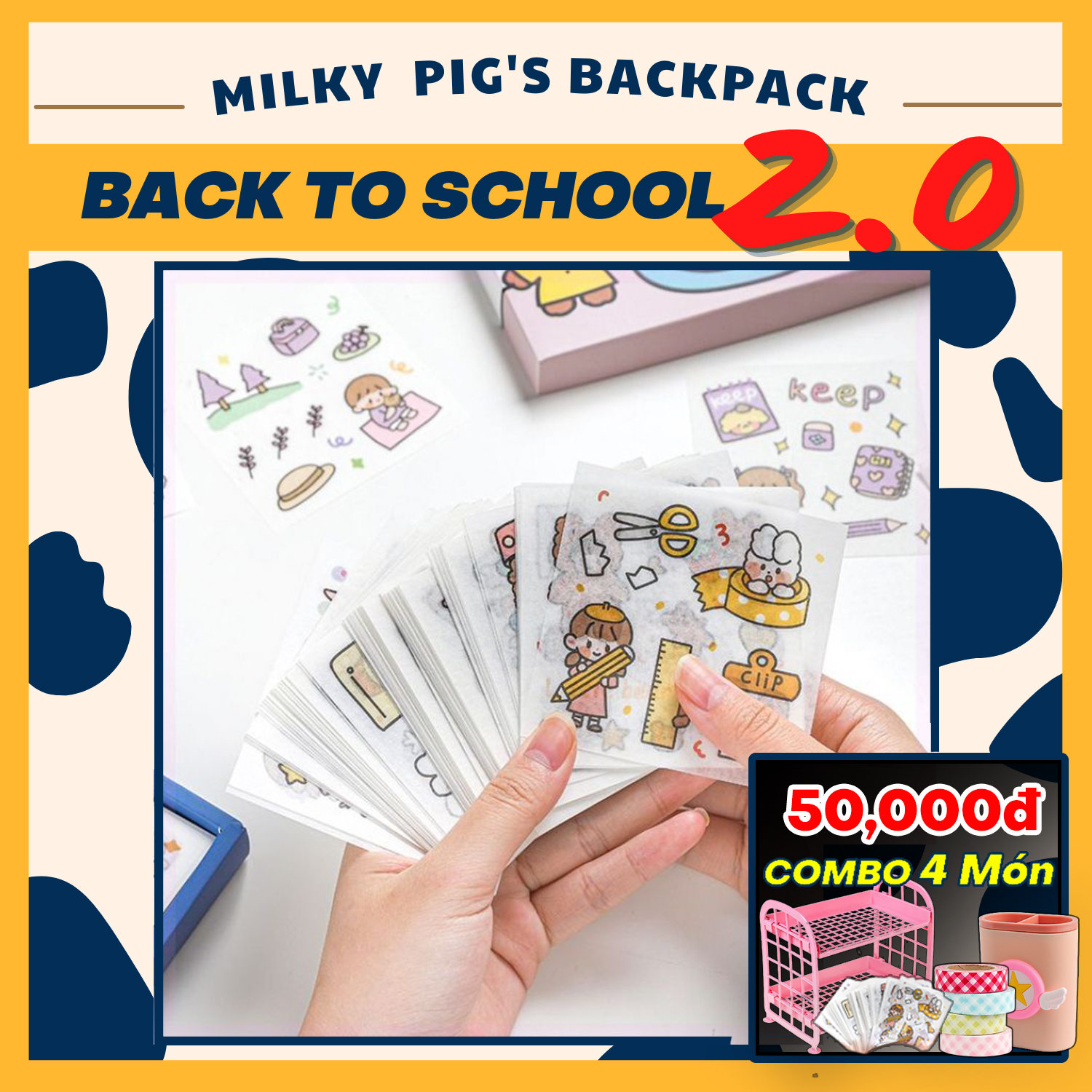 Set 5 Sticker Đáng Yêu - Miếng Dán Siêu Dính Chống Nước