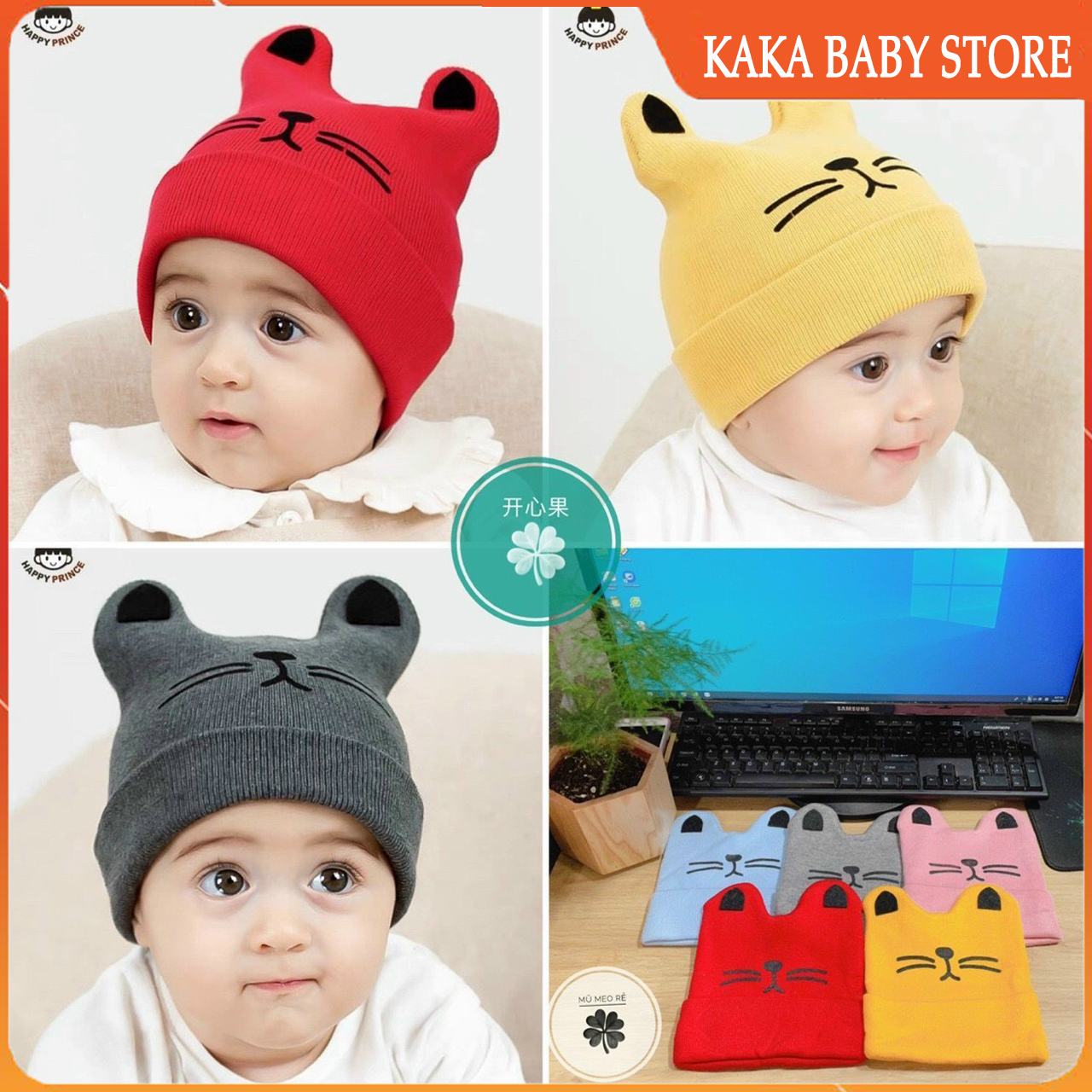 Mũ Len Cho Bé, Chất Liệu Len Cao Cấp Giữ Ấm Đầu Và Tai Cho Bé Yêu, Nón Len Hình Mèo MILK Đáng Yêu