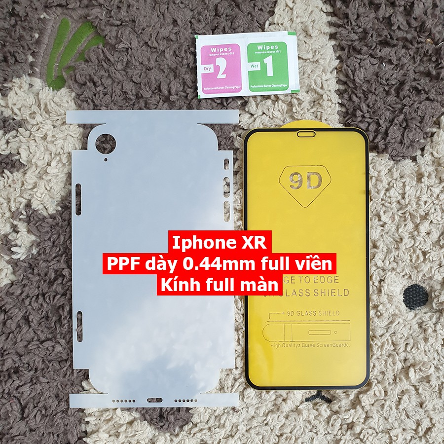 Bộ dán chống xước viền Iphone XR kính cường lực full màn
