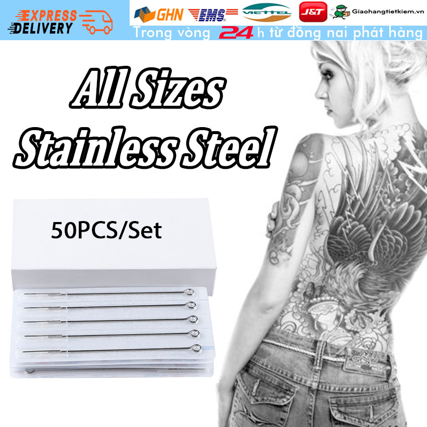 【Trong 24h gửi hàng】Bô 50 Cùng nhau Kim xăm hình 1 lần inxo nhiều loại 3R+5RL+7RL,9RL,5RS,7RS,9RS,5M1,7M1,9M1
