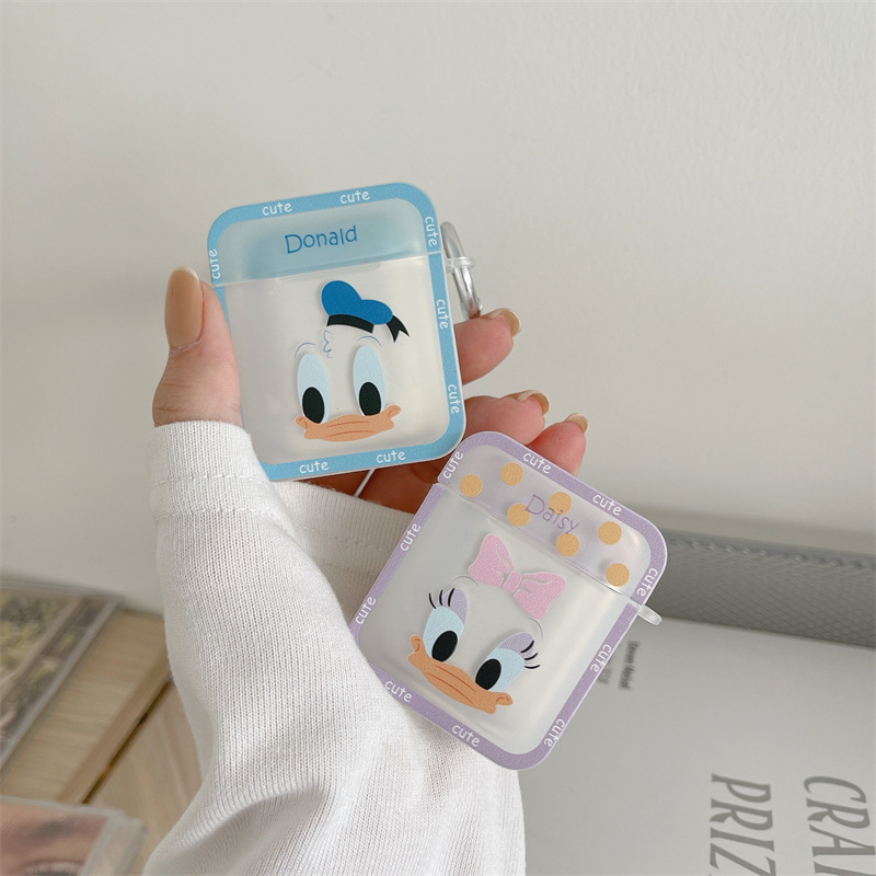 Ốp bảo vệ nhựa vuông vịt hoạt hình tai nghe Airpods 3 1 2/ Airpods Pro Silicon Case 1105CAVV