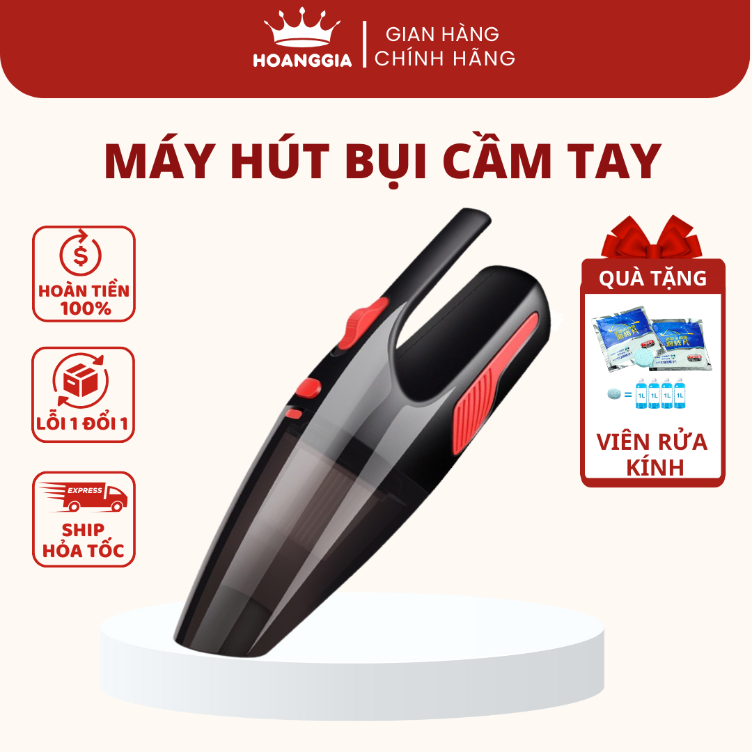 Máy hút bụi – máy hút bụi ô tô mini cầm tay – làm sạch ô tô, bụi mịn, tóc, lông chó mèo tặng kèm 6 món