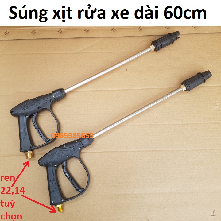 Súng xịt - vòi xịt rửa xe áp lực cao mini cho máy xịt rửa áp lực cao + ống nối dài inox | vòi xịt rửa xe áp lực cao dùng cho máy rửa xe gia đình có chỉnh tia áp lực bằng cách vặn đầu béc