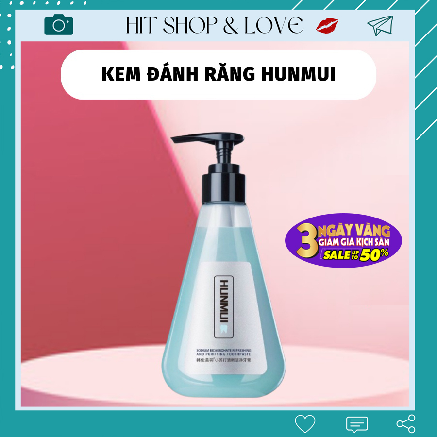Kem Đánh Răng HUNMUI 210ml dạng Gel lỏng giúp trắng răng, thơm miệng, hết ố vàng, hôi miệng