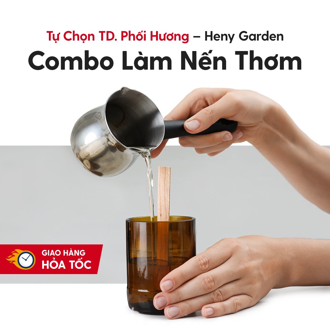 Set Làm Nến Thơm Sáp Đậu Nành Tự Chọn Tinh Dầu Đầy Đủ Nguyên Liệu Làm Nến Thơm Handmade HENY GARDEN