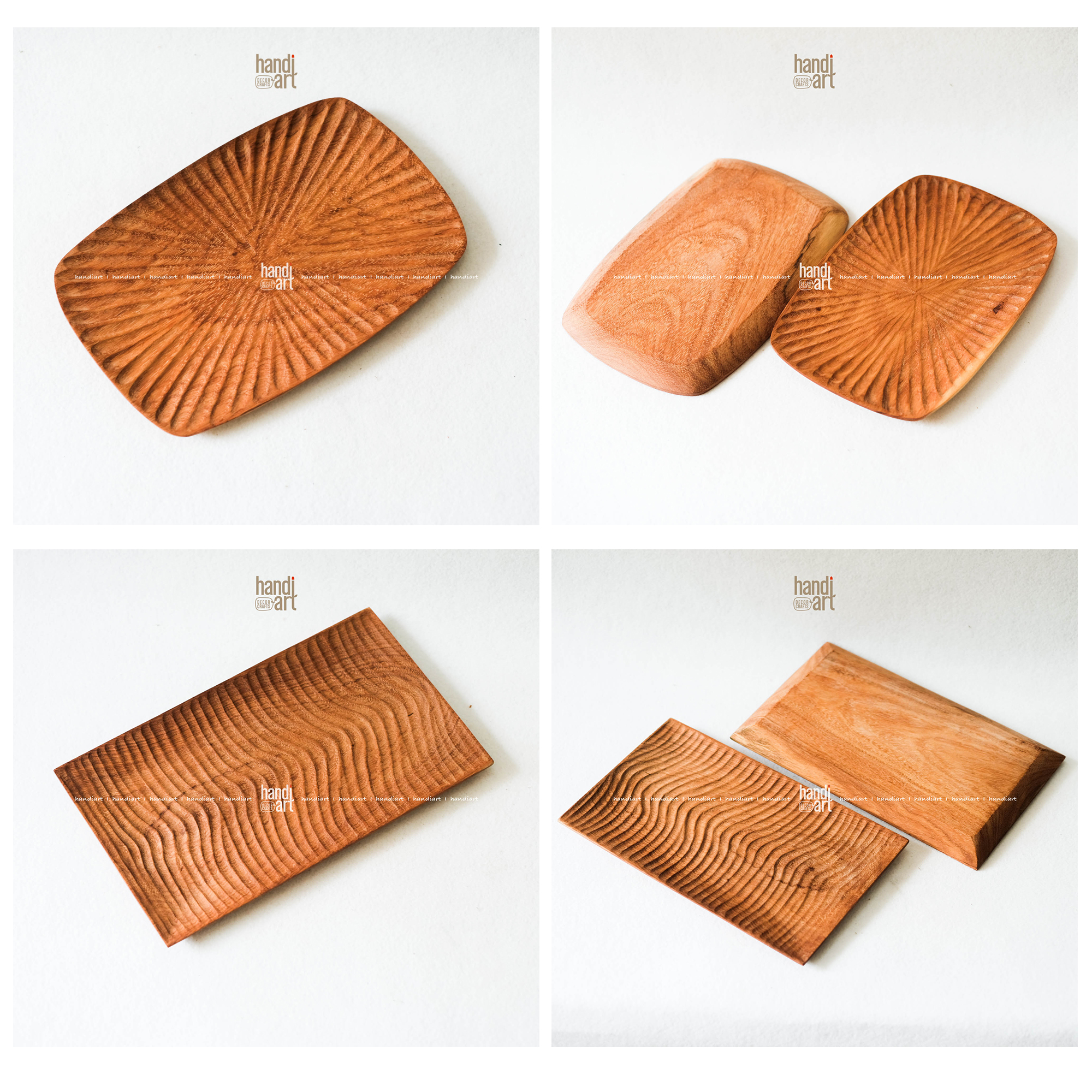 Đĩa gỗ đỏ chữ nhật, Dĩa gỗ decor