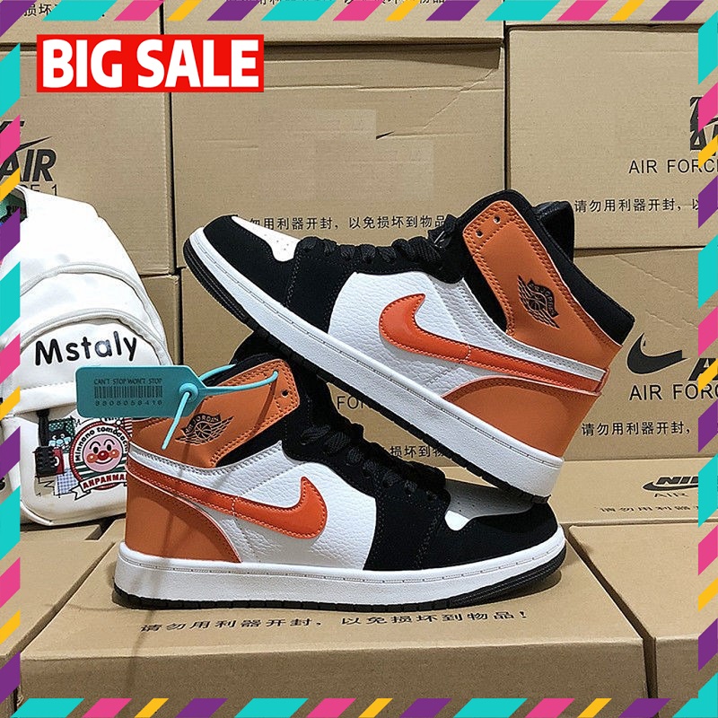 Giày Jordan cao cổ Nam nữ- Giầy Sneaker thể thao màu cam full box