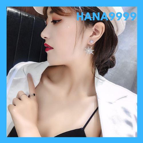 [HCM]Bông tai nữ bạc s925 mẫu tuyết mưa đính đá zircon trang sức dự tiệc đi chơi sang trọng