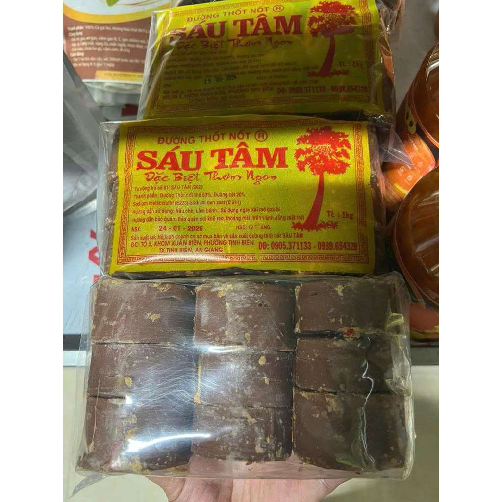Đường Thốt nốt Nguyên chất Sáu Tâm (1gói 9 viên- 1kg)