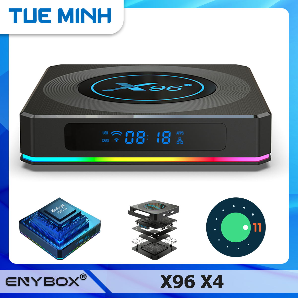 Android tv box x96 x4 - android 11, ram 4gb, bộ nhớ 32gb, amlogic s905x4
