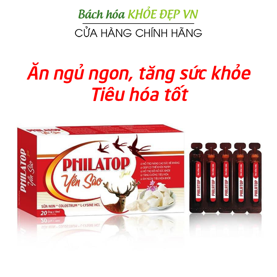 Siro Philatop Yến Sào Sữa Non giúp bé ăn ngon, ngủ ngon, tăng sức khỏe, sức đề kháng - Hộp 20 ống