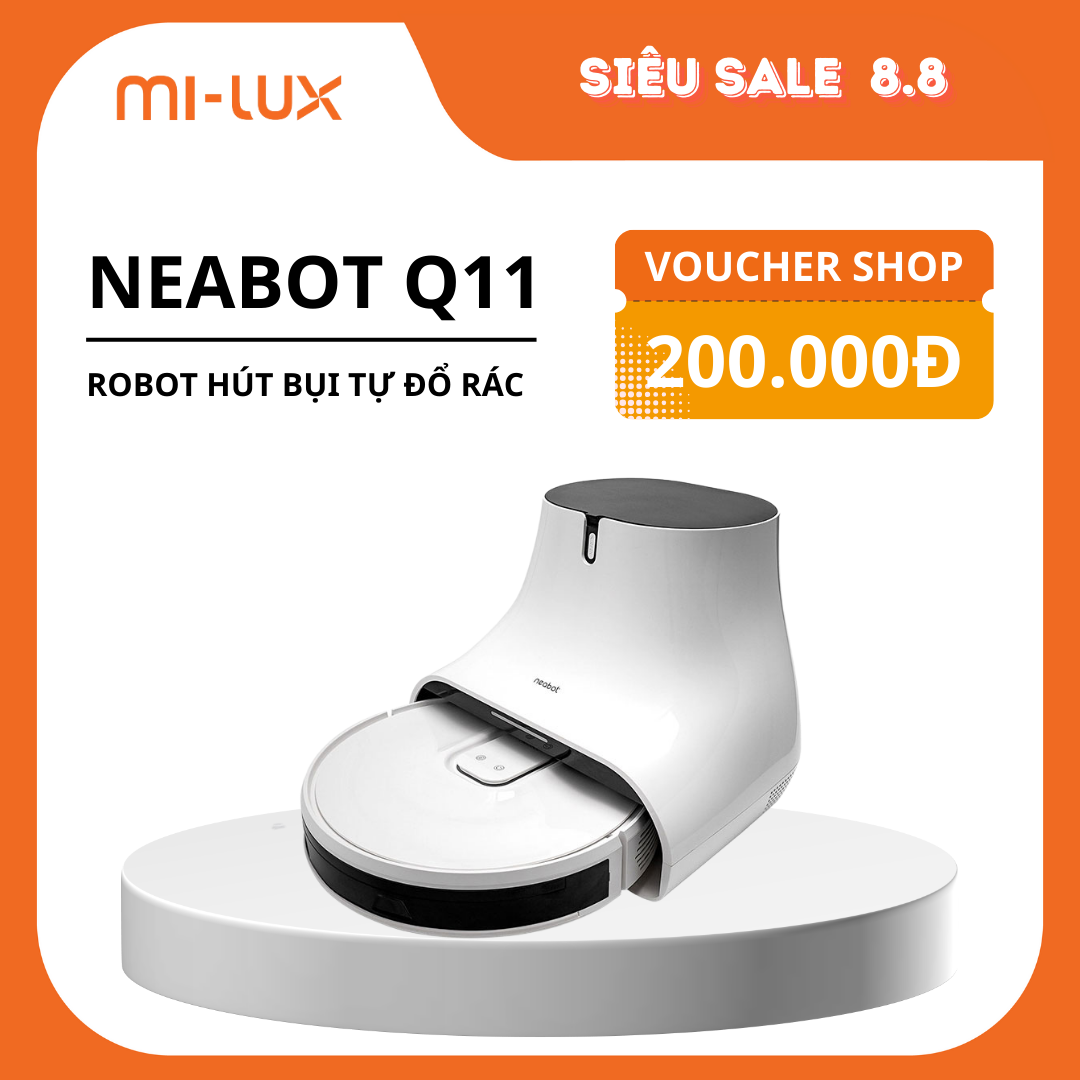 LazMall Robot hút bụi cao cấp tự động đổ rác neabot Q11, Lực hút 4000pa, pin 5200mah, Tự động đổ rác, phiên bản quốc tế - Bảo hành điện tử chính hãng