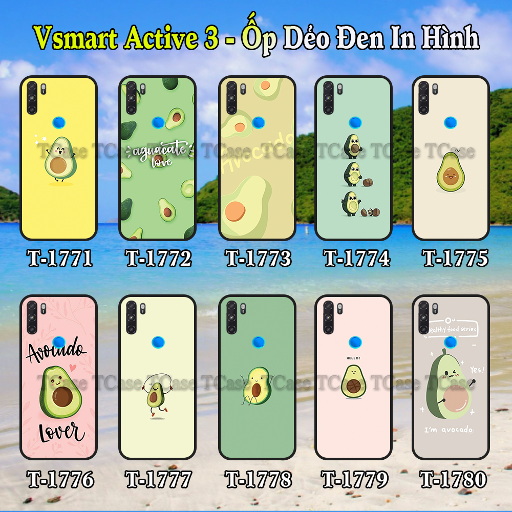 Ốp lưng Vsmart Active 3 dẻo đen in hình Trái Bơ