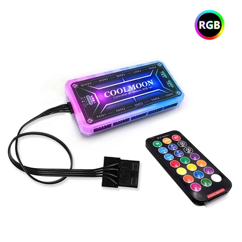 (HUB Có Led) Bộ Hub Kết Nối Nguồn Và Điều Khiển Fan RGB RED DRAGON COOLMOON (3hcomputer)