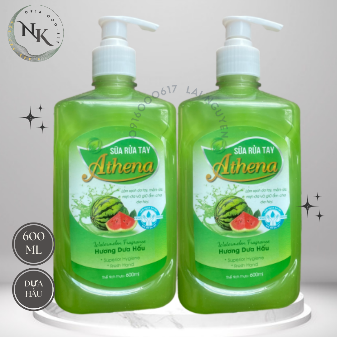 Nước rửa tay diệt khuẩn hương dưa hấu Athena 600ml