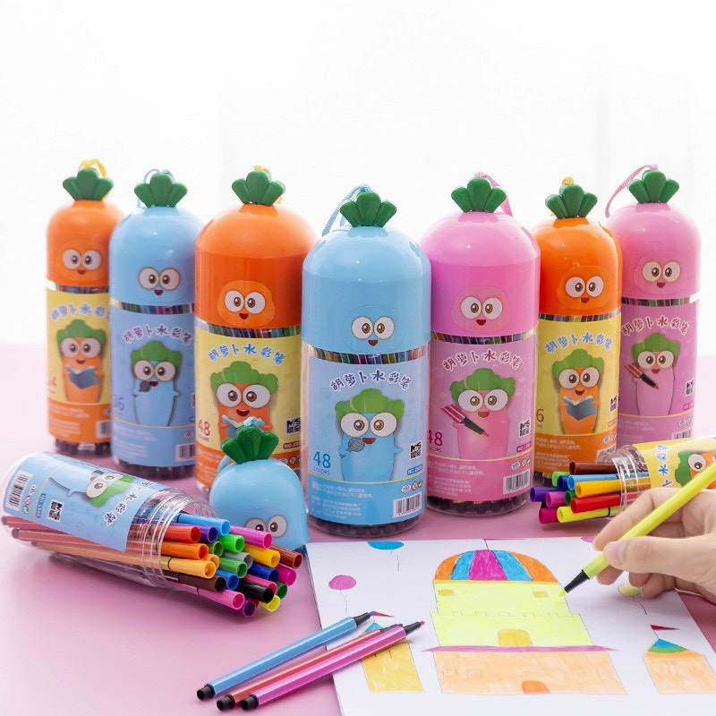 Bút lông màu cà rốt siêu cute - bút dạ đủ màu hình cà rốt dễ thương