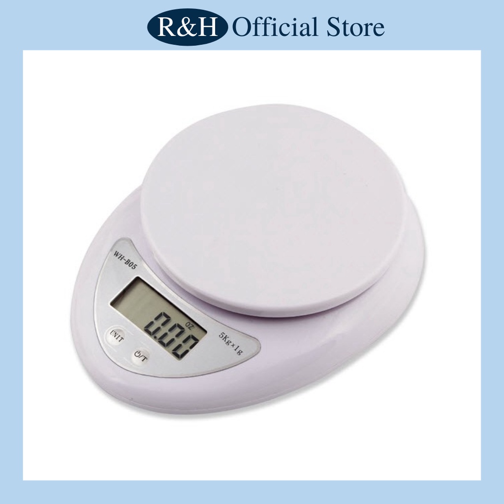 Cân tiểu ly điện tử nhà bếp mini định lượng 1g - 5kg, Cân tiểu ly làm bánh độ chính xác cao kèm pin AAA - R&H
