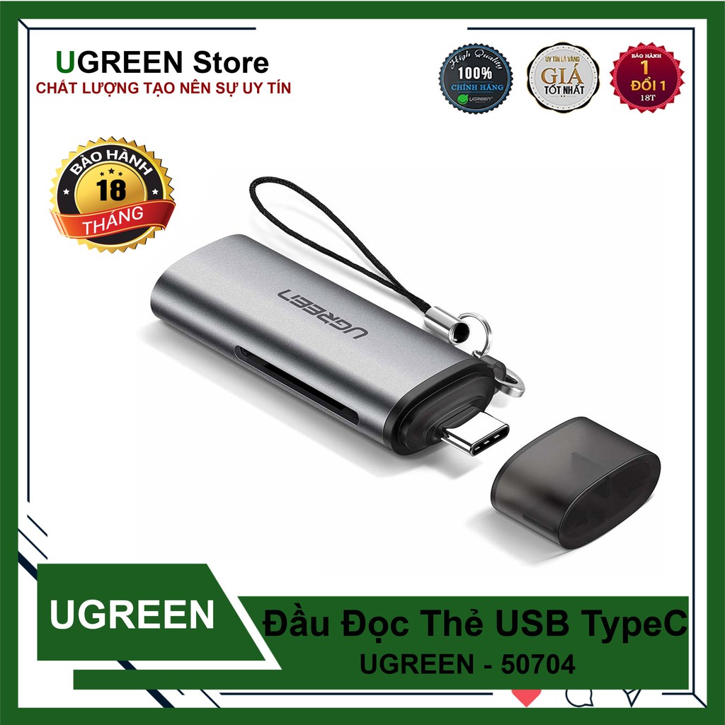 Đầu đọc thẻ nhớ type c có otg ugreen 50704 cao cấp
