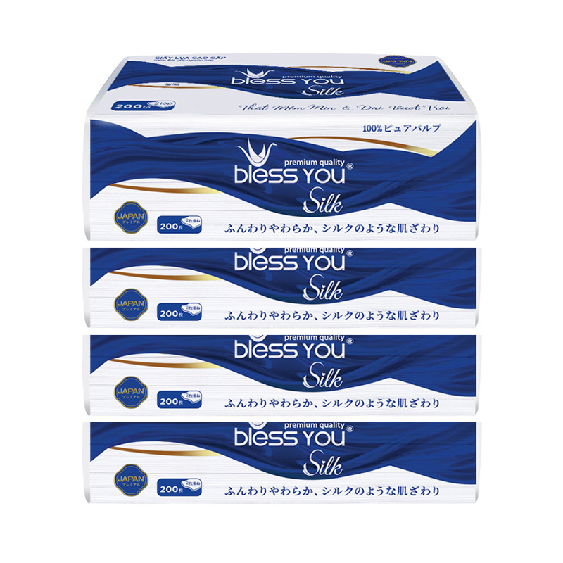 Bộ 4 Gói Khăn Giấy Bless You Silk 200T