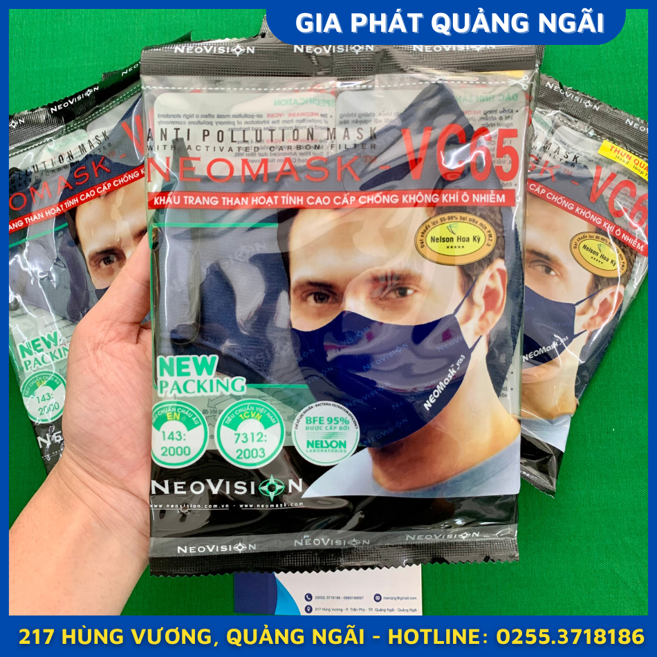 Khẩu trang chống bụi mịn pm2.5 than hoạt tính neomask vc65 cao cấp