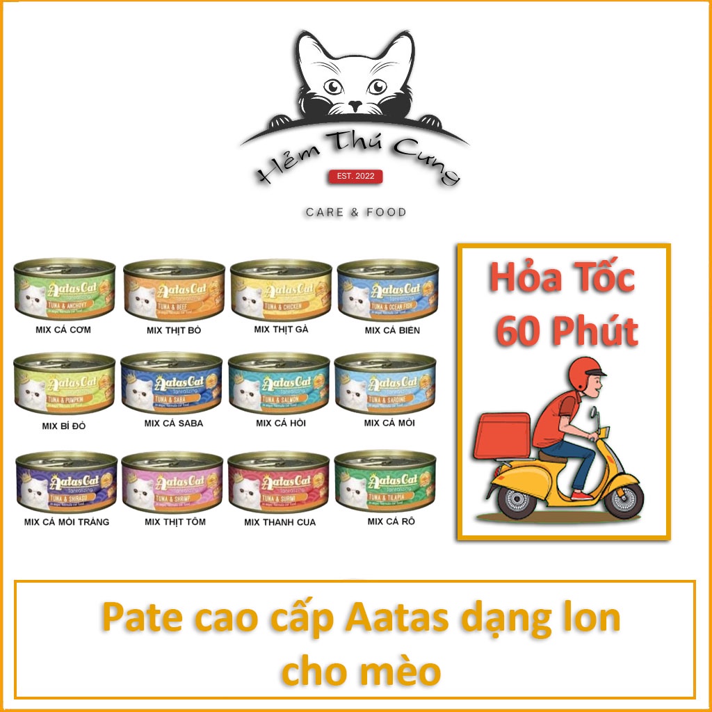 Pate/súp gà sợi lon cho mèo aatas 80g - nhỏ gọn và tiện lợi