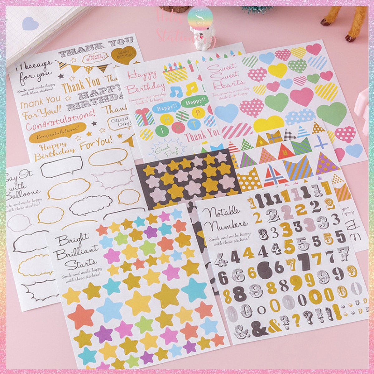 HOTIS Sticker nhãn dán chống nước cute phong cách Hàn Quốc