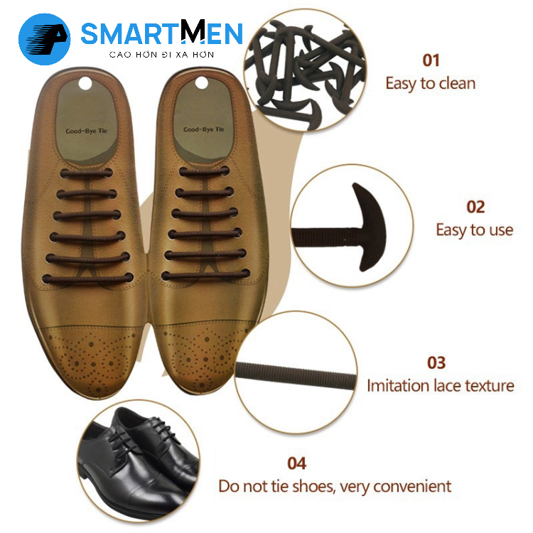 Set dây giày silicon co giãn cho giày da SMARTMEN