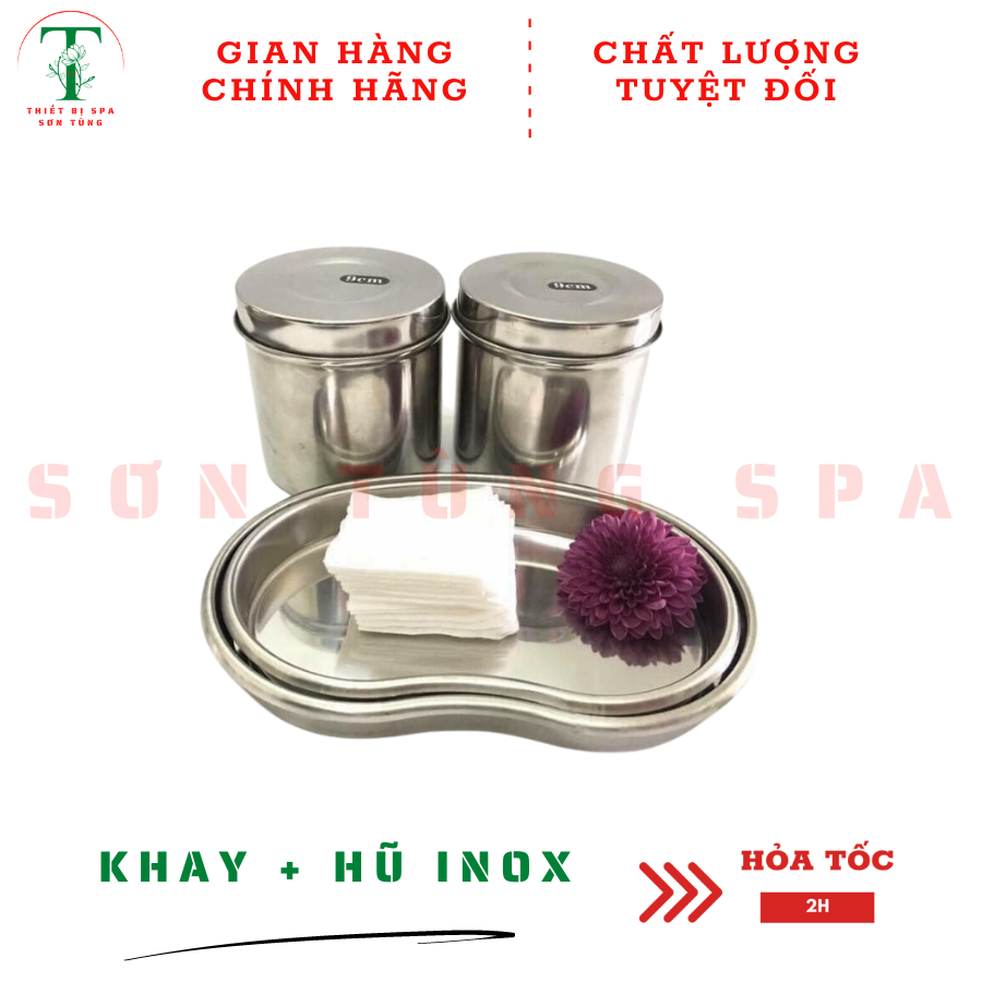 Khay inox hạt đậu, hũ inox dùng trong spa, phun xăm