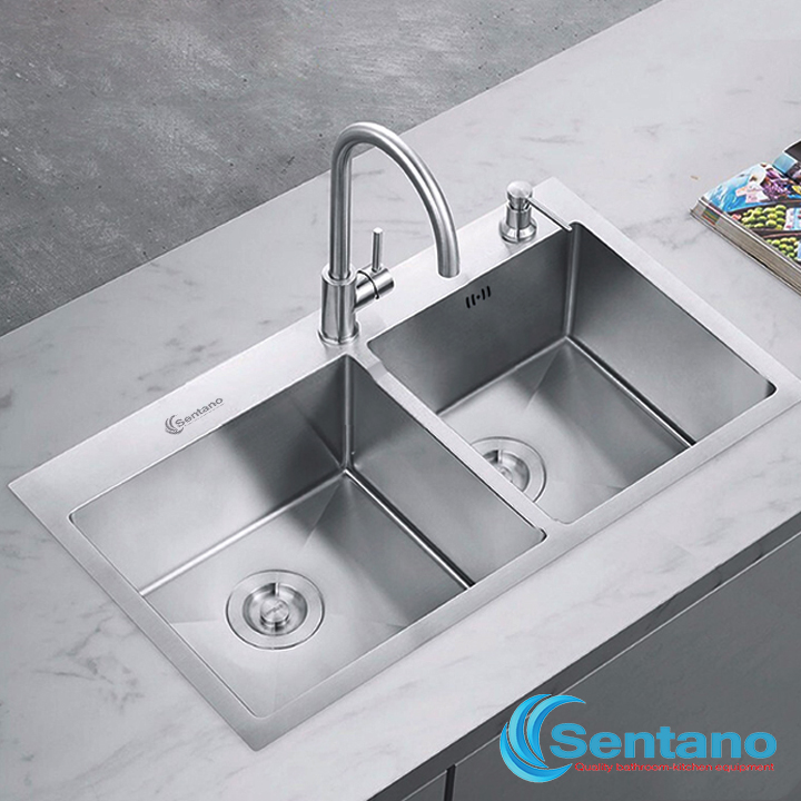 [HOÀN TIỀN][GIÁ HỦY DIỆT] Chậu rửa chén đúc liền khối inox 304( 8245 CÂN ) tặng bộ xả chống hôi +vòi rửa chén LẠNH, bình xà bông và khay đa năng