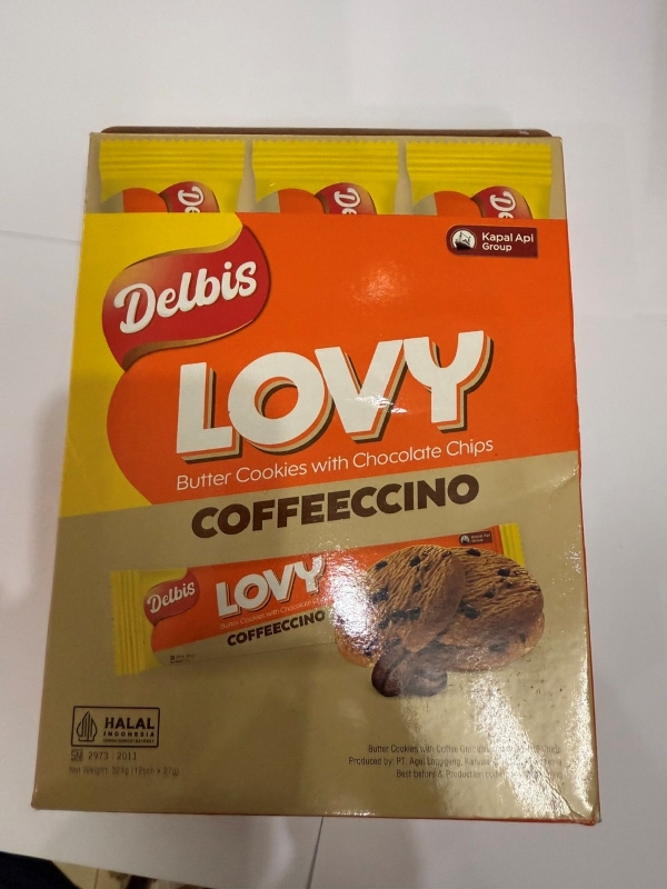 Bánh quy bơ Lovy coffeeccino nhân socola chip hộp 324g nhập khẩu Indonesia