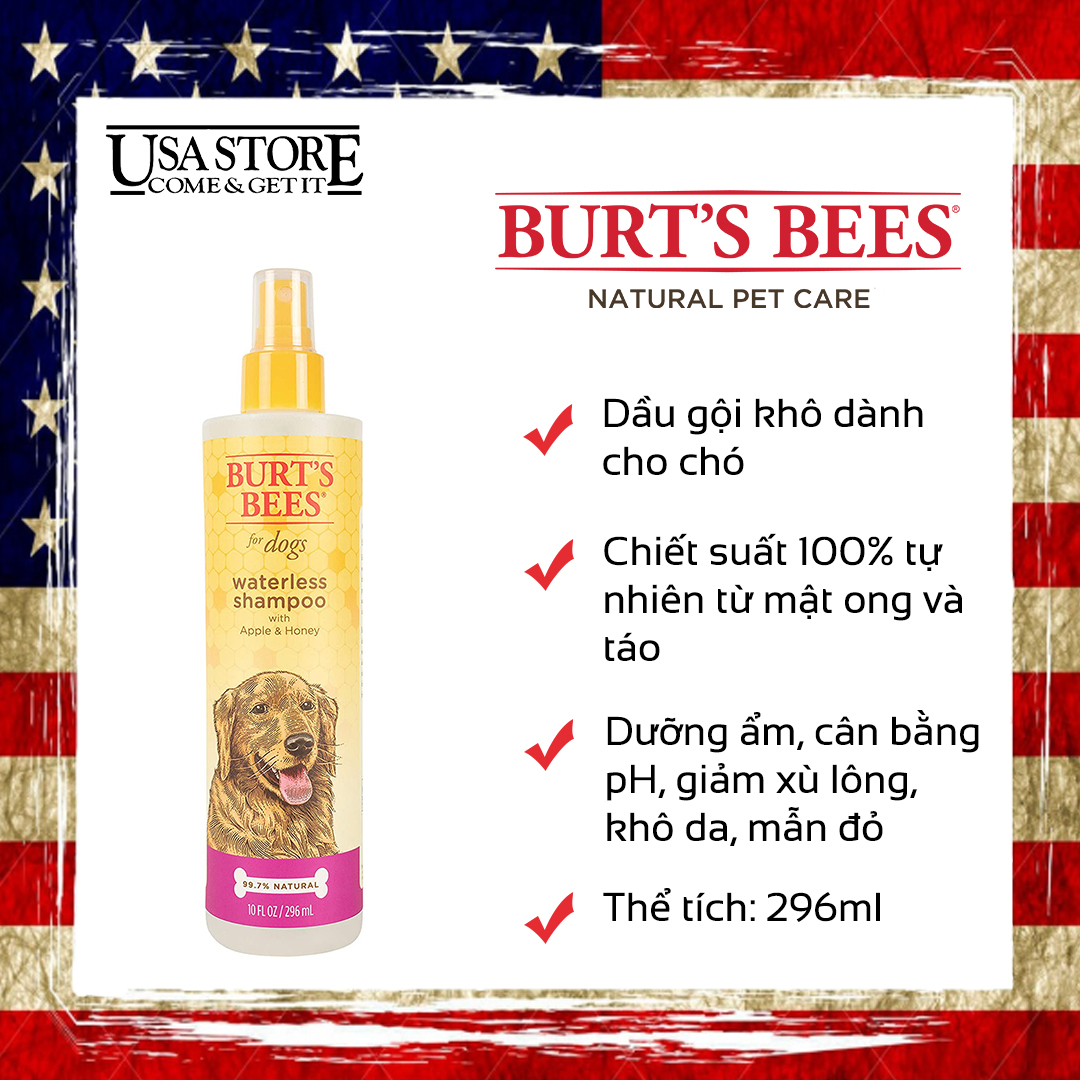 Xịt tắm khô lưu hương cho chó Burt's Bees