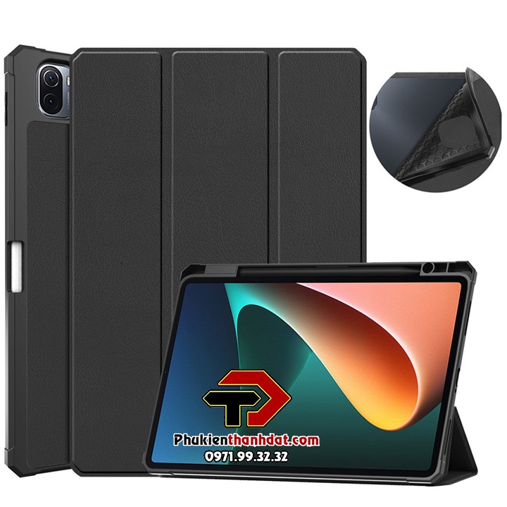 Bao da Xiaomi Pad 5, Xiaomi Pad 5 Pro hiệu Leather Smart Case dạng cuộn có khay đựng bút