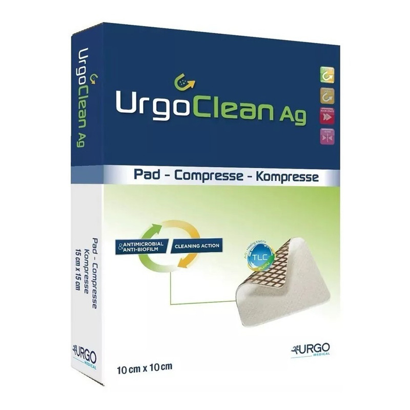 Gạc UrgoClean Ag giúp chống lại nhiễm khuẩn cục bộ kt 10x10cm 01 miêng
