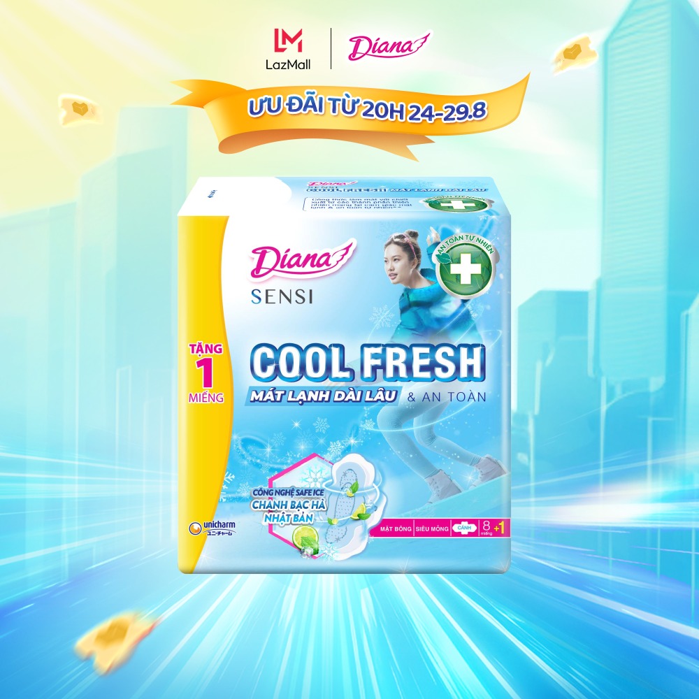 Băng vệ sinh diana sensi cool fresh siêu mỏng cánh 8 miếng