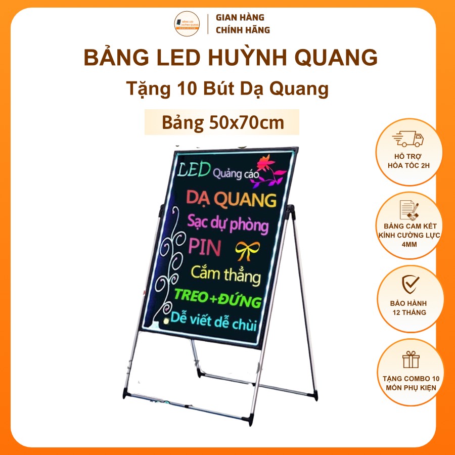 Bảng led huỳnh quang, bảng viết dạ quang 50x70cm
