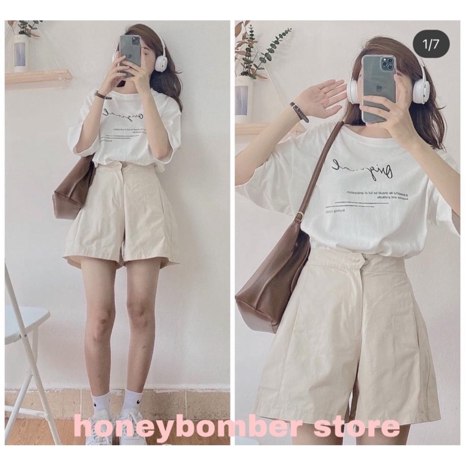 Set Đồ áo Thun Chữ Kiểu quần Kaki Sữa trơn 🌸 Áo phông Nữ unisex form rộng quần ống rộng Ulzzang🌸