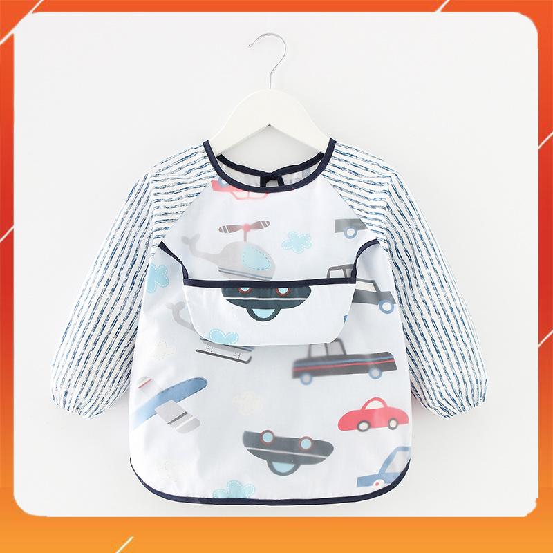 Áo yếm ăn dặm 2 lớp cao cấp chống thấm nước máng yếm trước ngực hứng toàn bộ thức ăn rơi