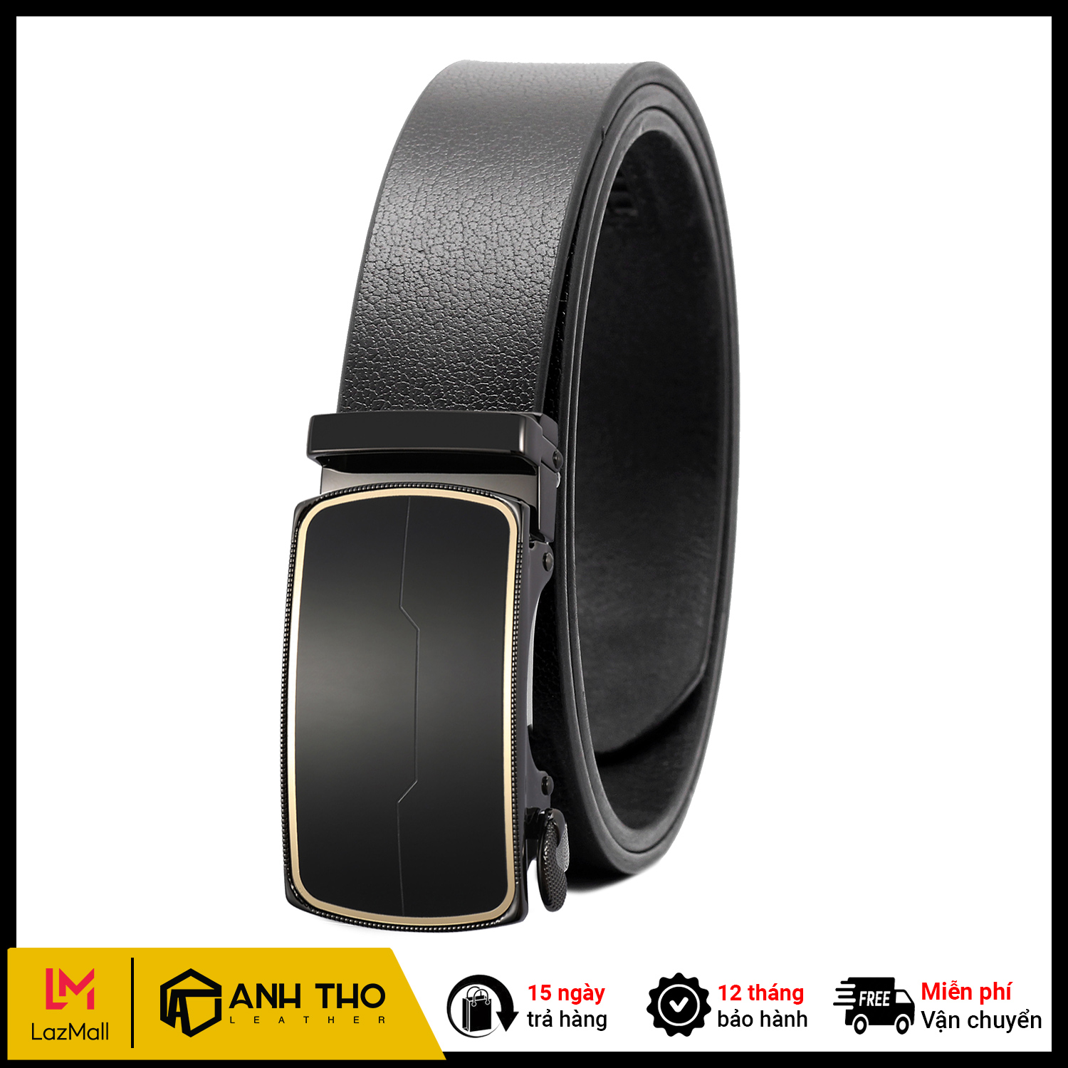 Thắt lưng nam da bò at leather m4-18 - đen