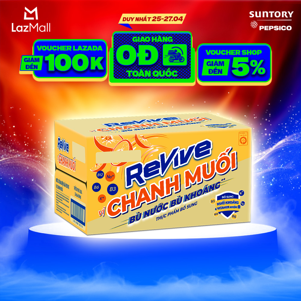 [SALE ĐẠI LỄ] Thùng 24 Chai Nước Điện Giải Thể Thao Revive Chanh Muối (390ml/chai)