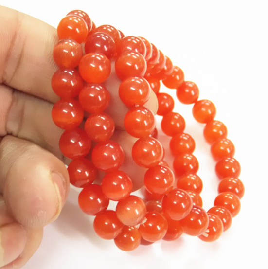 [HCM]( SỈ VÀ LẺ ) Vòng tay chuỗi đá mắt mèo mệnh hỏavòng may mắn ( đỏ -10 ly)