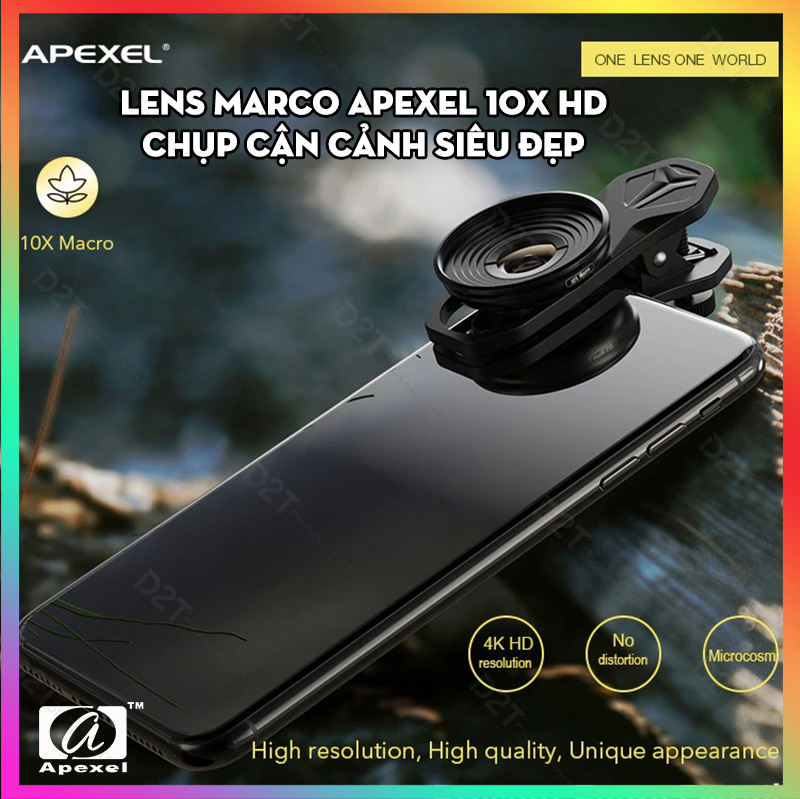 Lens siêu macro Apexel 10X 4K dành cho điện thoại dùng để chụp cận cảnh siêu đẹp