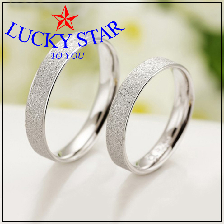Nhẫn cặp đôi inox trơn phun cát lấp lánh sang trọng