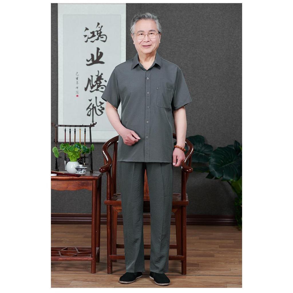 Đồ bộ Nam Trung Niên cho Bố sang trọng chất Đũi Mộc dày mềm mát, đường may tỉ mỉ