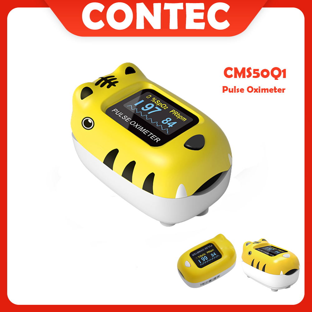 CONTEC Kids Pulse Oximeter CMS50Q1 SOP2 PR Màn hình màu với nhãn dán DIY
