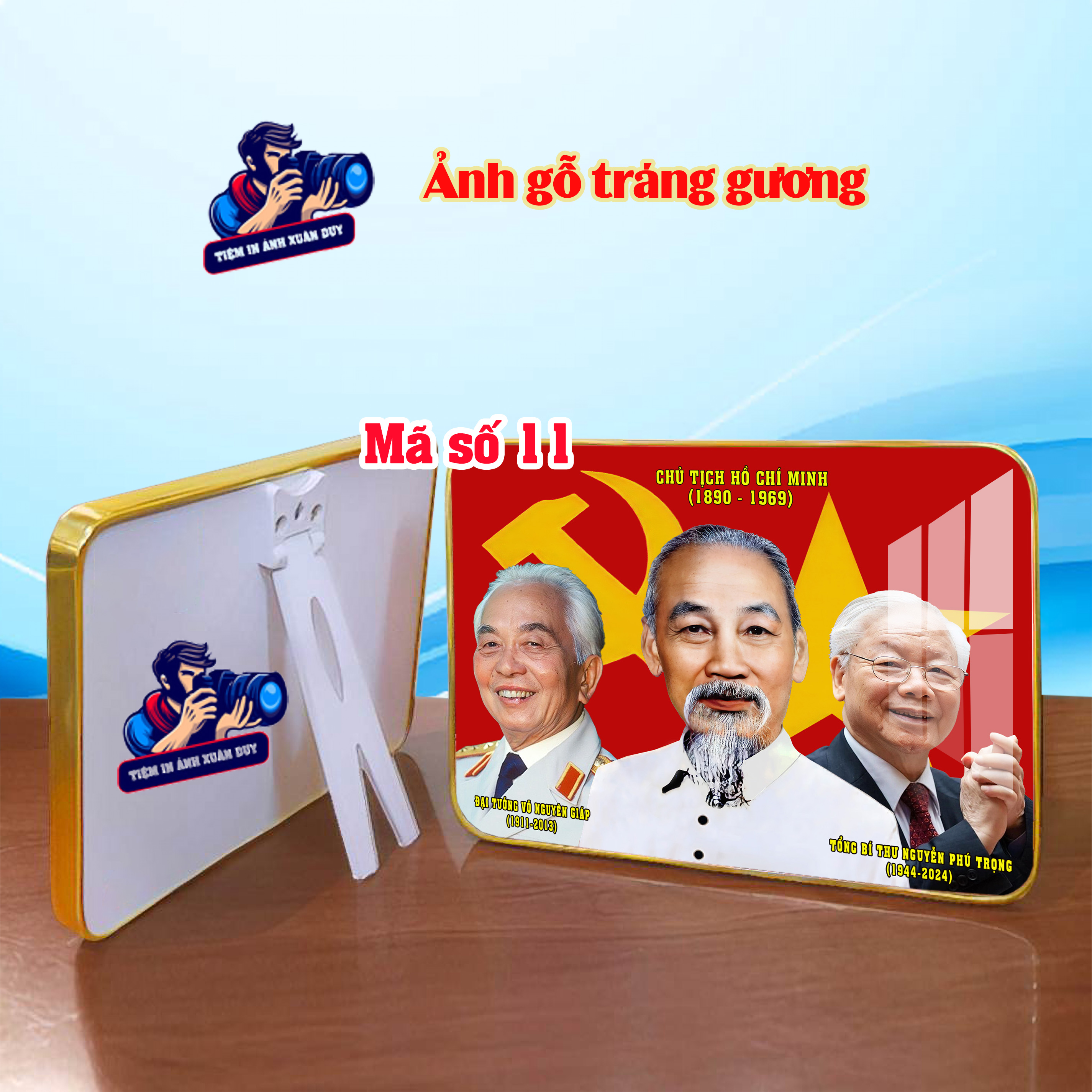 Tranh ảnh để bàn, treo tường Bác Hồ Bác Giáp Bác Trọng Tráng Gương MS11
