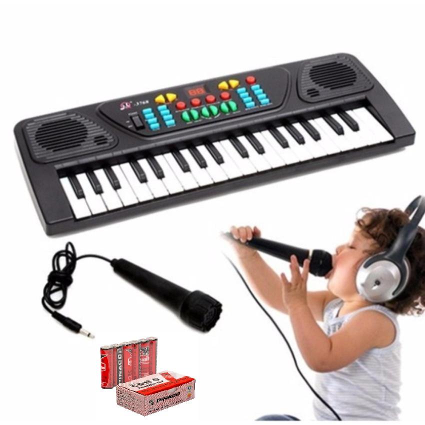 Đàn organ có mic cho bé 3768 tặng kèm 4 pin con ó aa-1.5v