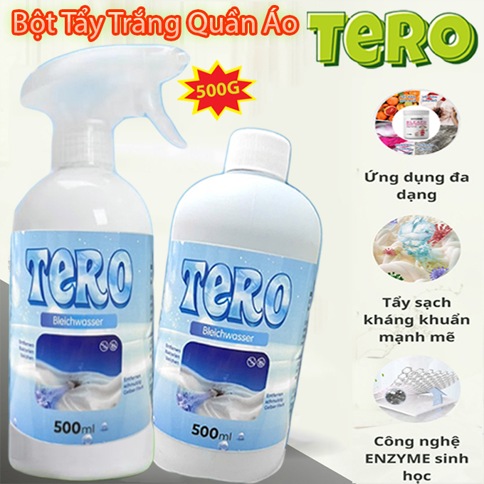 Dung Dịch Tẩy Trắng Tẩy Mốc Quần Áo TERO 500ml Chính Hãng - Công Nghệ Sinh Học, Không Phai Màu, An Toàn Da Tay
