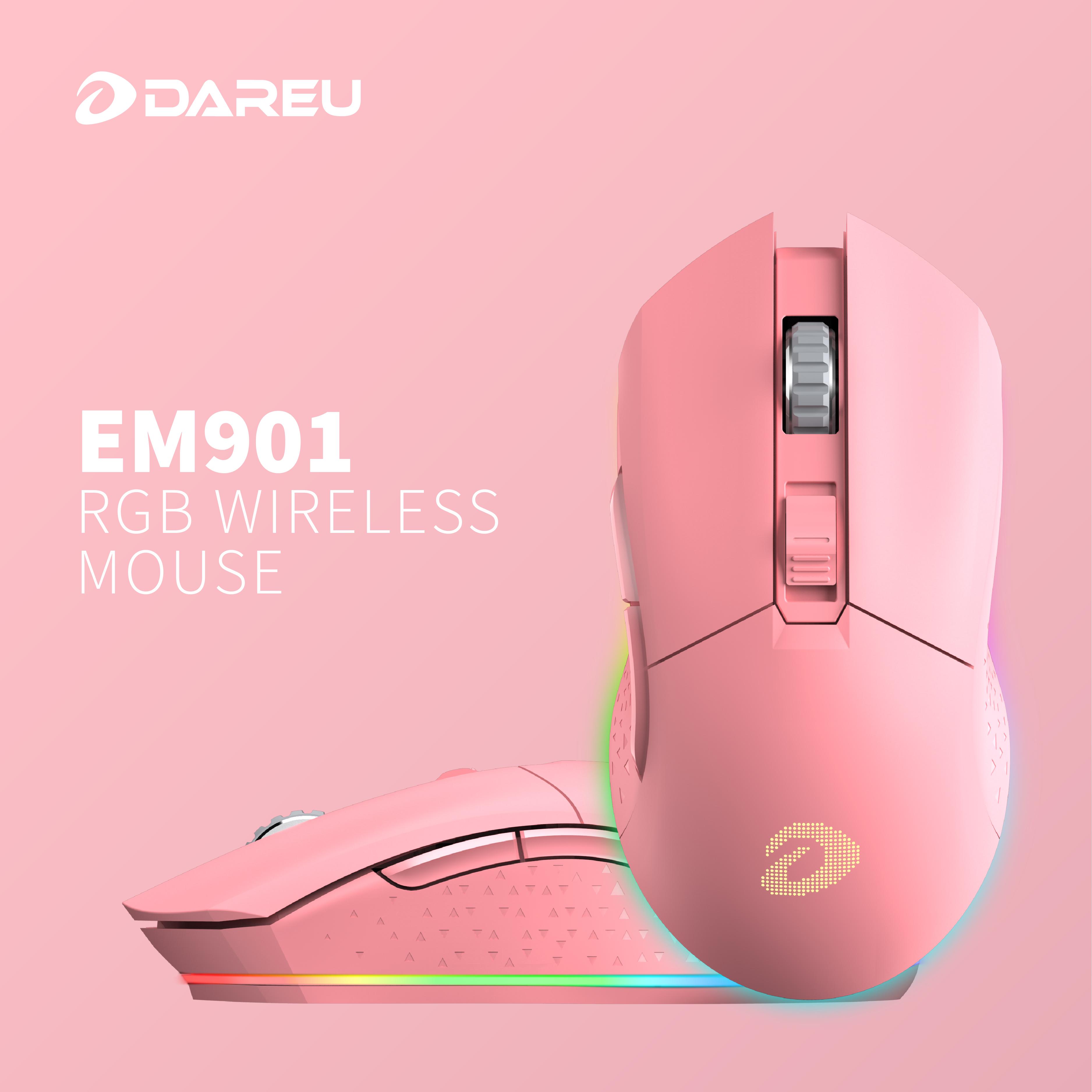 Chuột không dây Gaming DAREU EM901 PINK RGB (Bản nâng cấp của DareU EM905 PRO) BH 2 năm Mai Hoàng