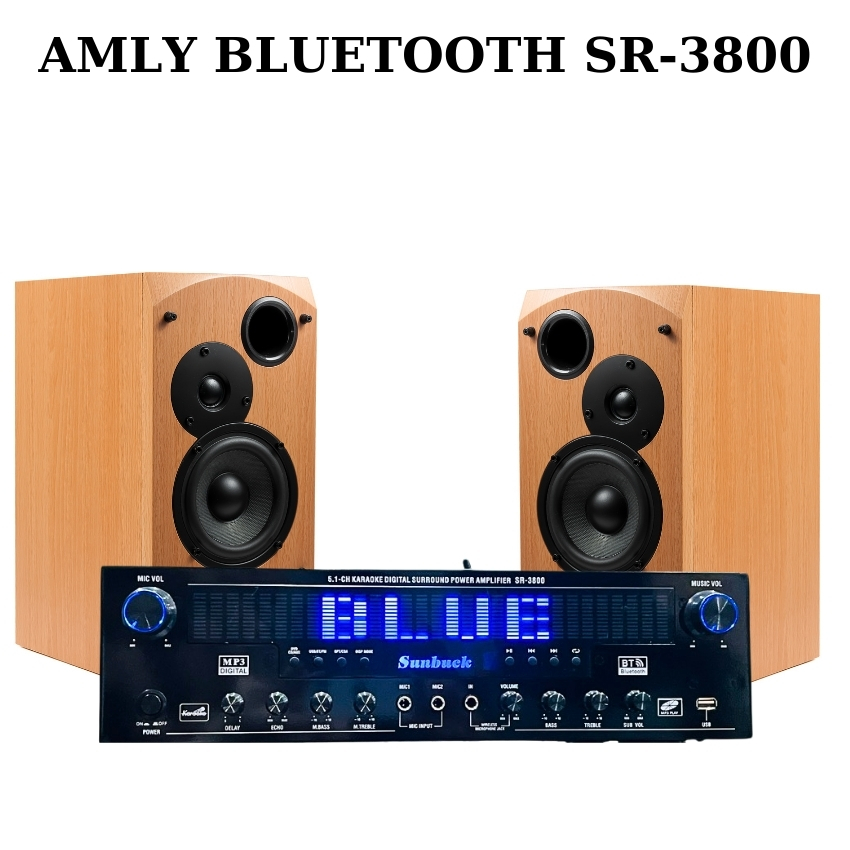 Amly bluetooth,amly karaoke Sunbuck SR-3800 công suất lớn âm thanh vòm 5.1 dải led EQ cực đẹp, có cổng âm thanh quang học, có thể đấu được sub điện và sub hơi